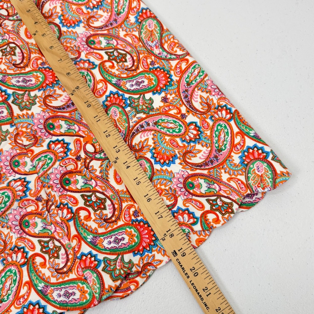 Talbots Petites Orange Green Paisley Scalloped Hem A-Line Mini Skirt 6P - Picture 8 of 10